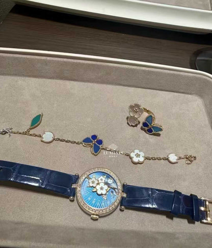 Lux VCA Blue Butterfly Bracelet Ring
